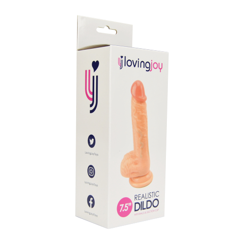 Dildo realist cu testicule și ventuză, 19cm, Loving Joy - imagine 8