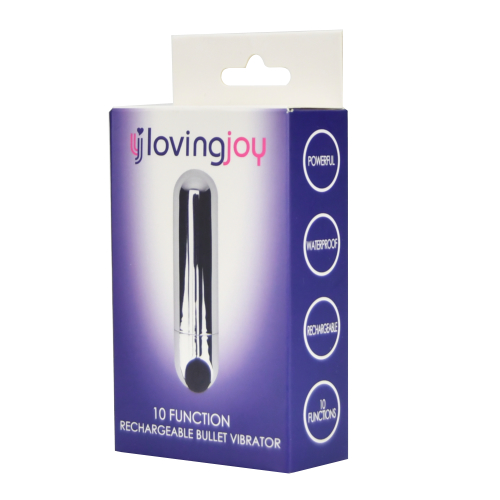 Vibrator bullet reîncărcabil argintiu, 10 funcții, Loving Joy - imagine 4