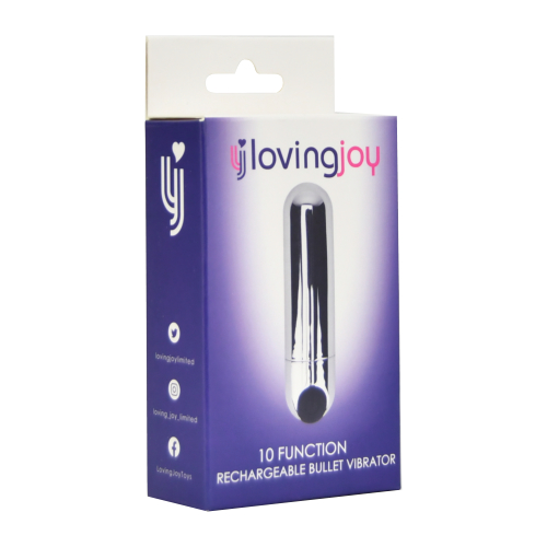 Vibrator bullet reîncărcabil argintiu, 10 funcții, Loving Joy - imagine 3