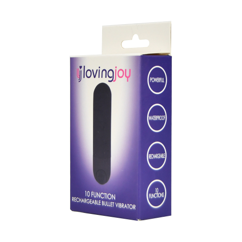 Vibrator bullet reîncărcabil negru, 10 funcții, Loving Joy - imagine 3