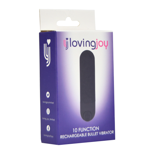 Vibrator bullet reîncărcabil negru, 10 funcții, Loving Joy - imagine 4
