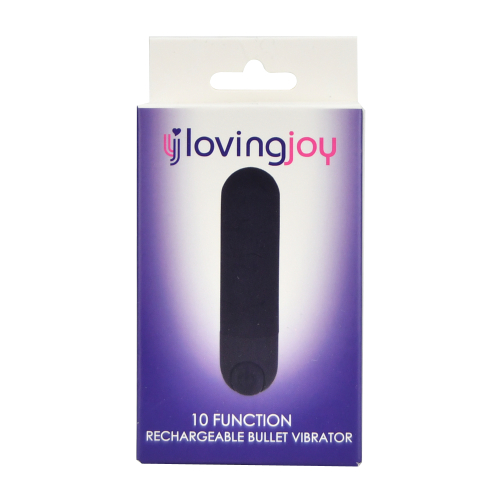 Vibrator bullet reîncărcabil negru, 10 funcții, Loving Joy - imagine 2