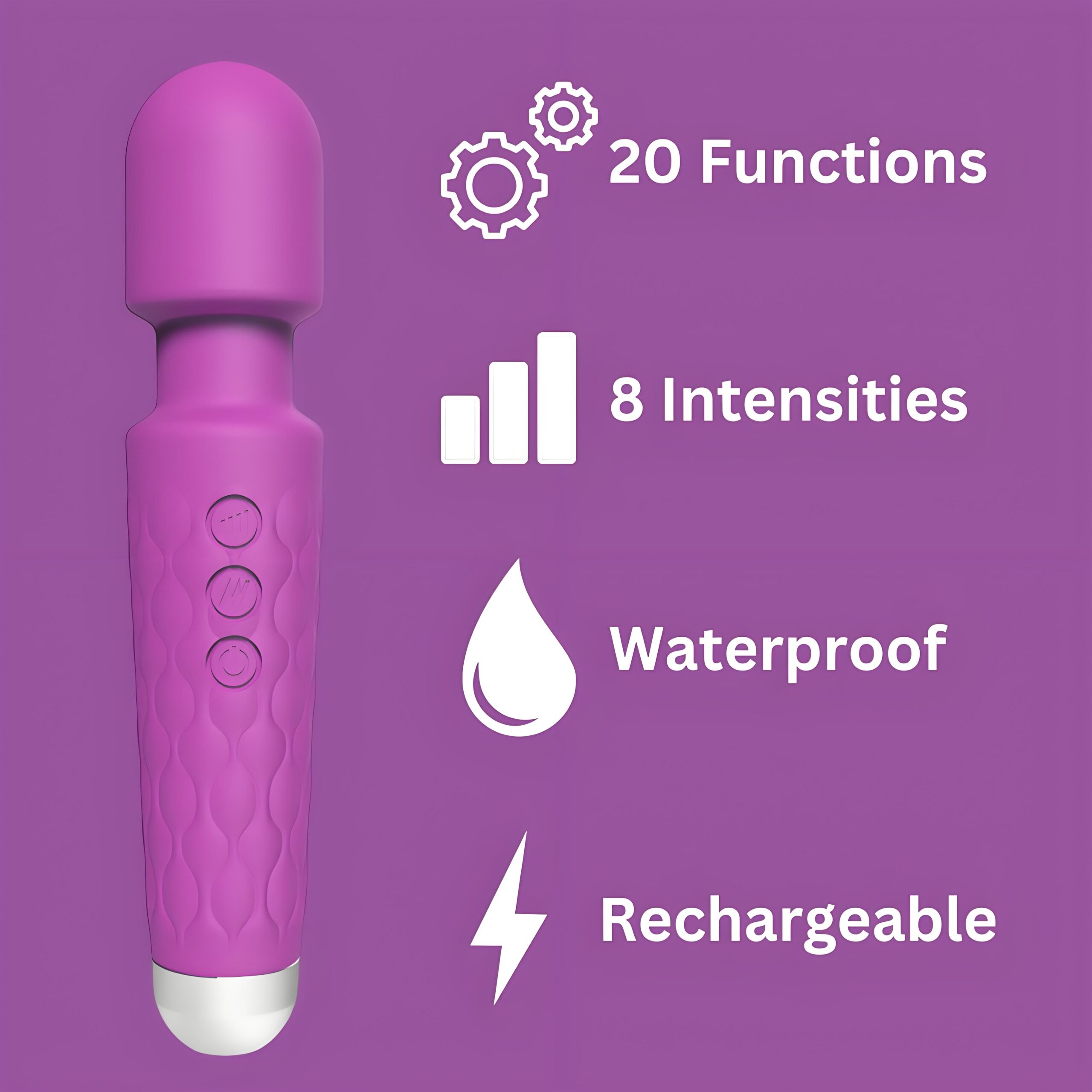Vibrator wand cu 20 funcții, mov, Loving Joy - imagine 7