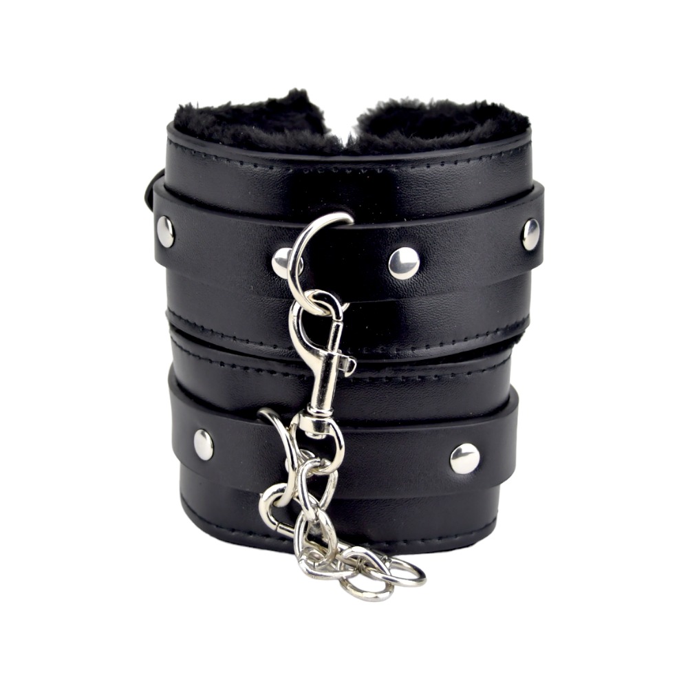 Manșete pufoase din plush negru Bound to Please - imagine 5
