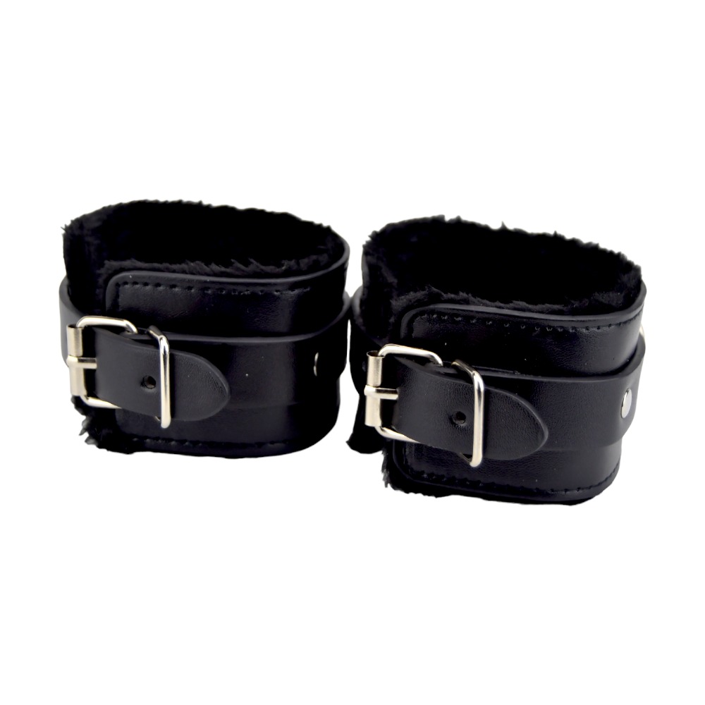 Manșete pufoase din plush negru Bound to Please - imagine 4