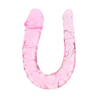 Mini dildo dublu, 28cm, roz, Loving Joy