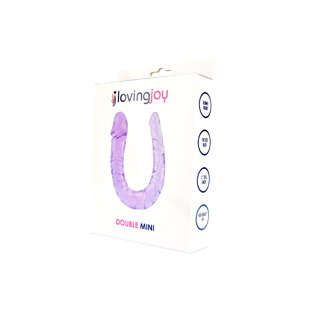 Mini dildo dublu, 28cm, mov, Loving Joy - imagine 4