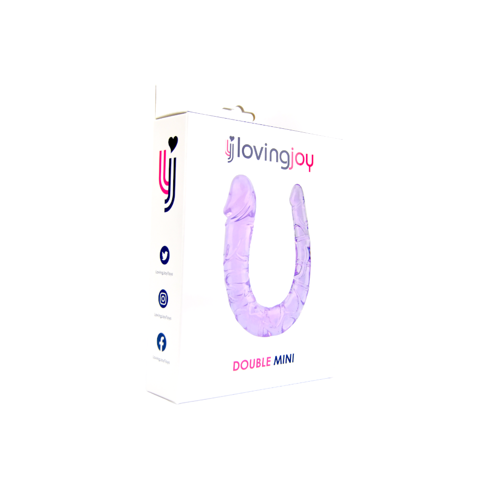 Mini dildo dublu, 28cm, mov, Loving Joy - imagine 5