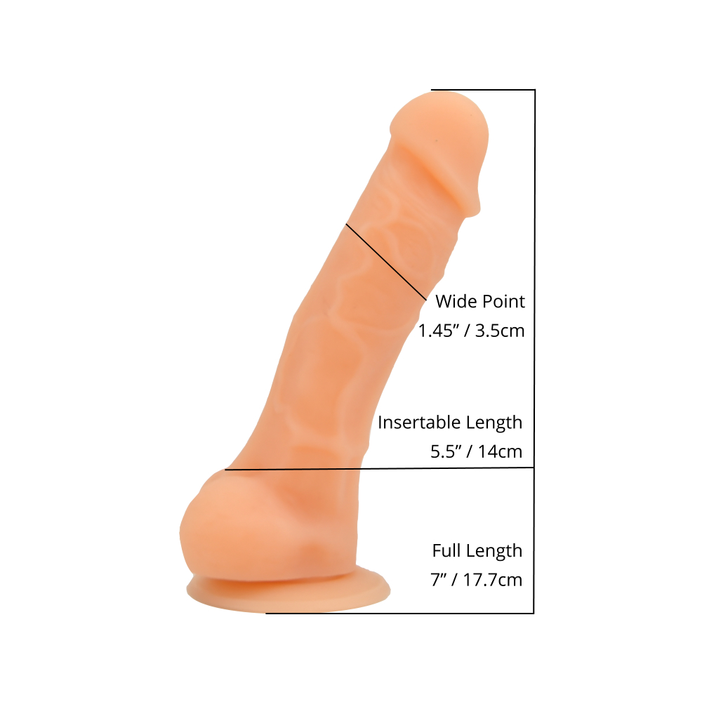 Dildo realist cu ventuză și testicule, 18,5cm, vanilie, Loving Joy - imagine 5