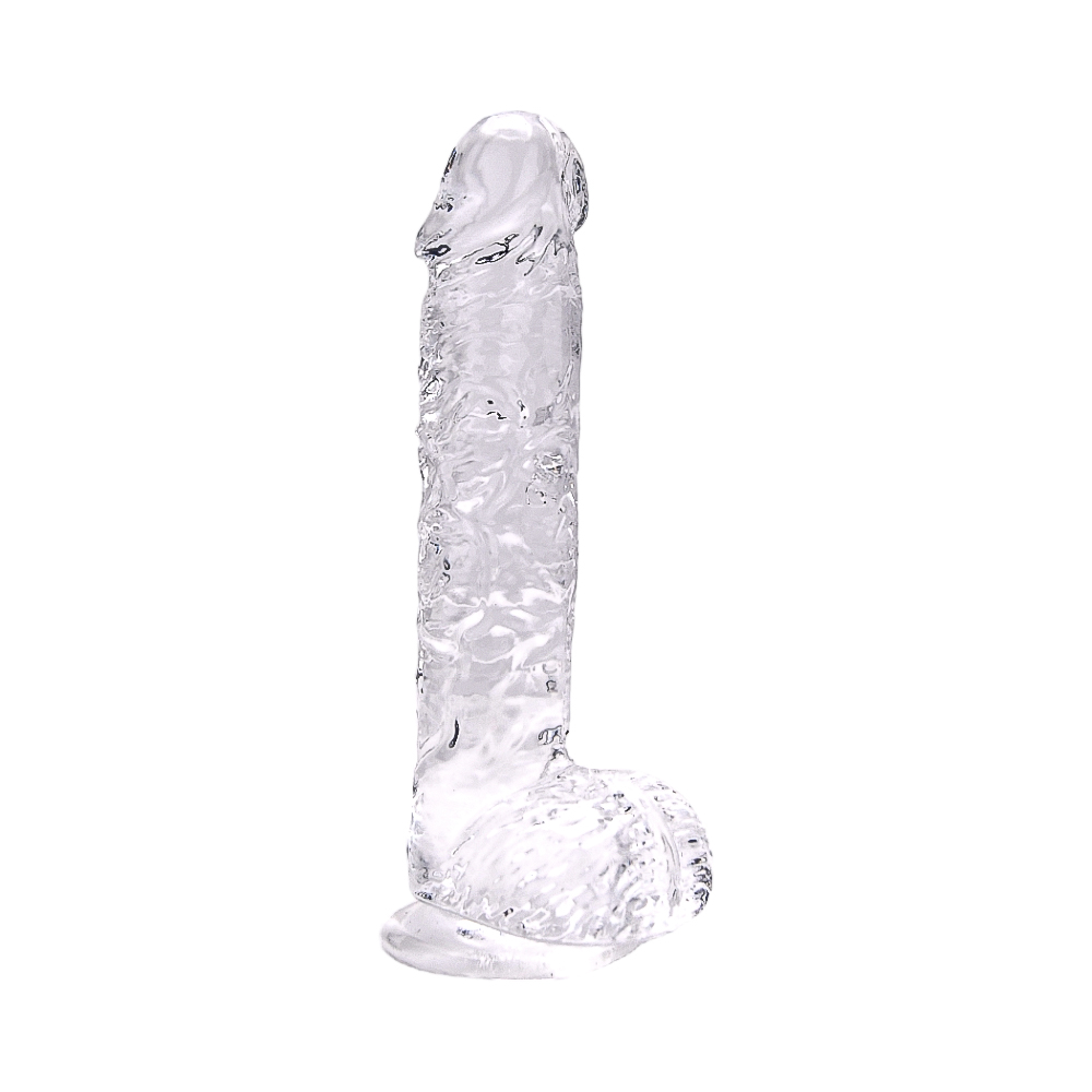 Dildo transparent cu testicule, 24cm, Loving Joy - imagine 3