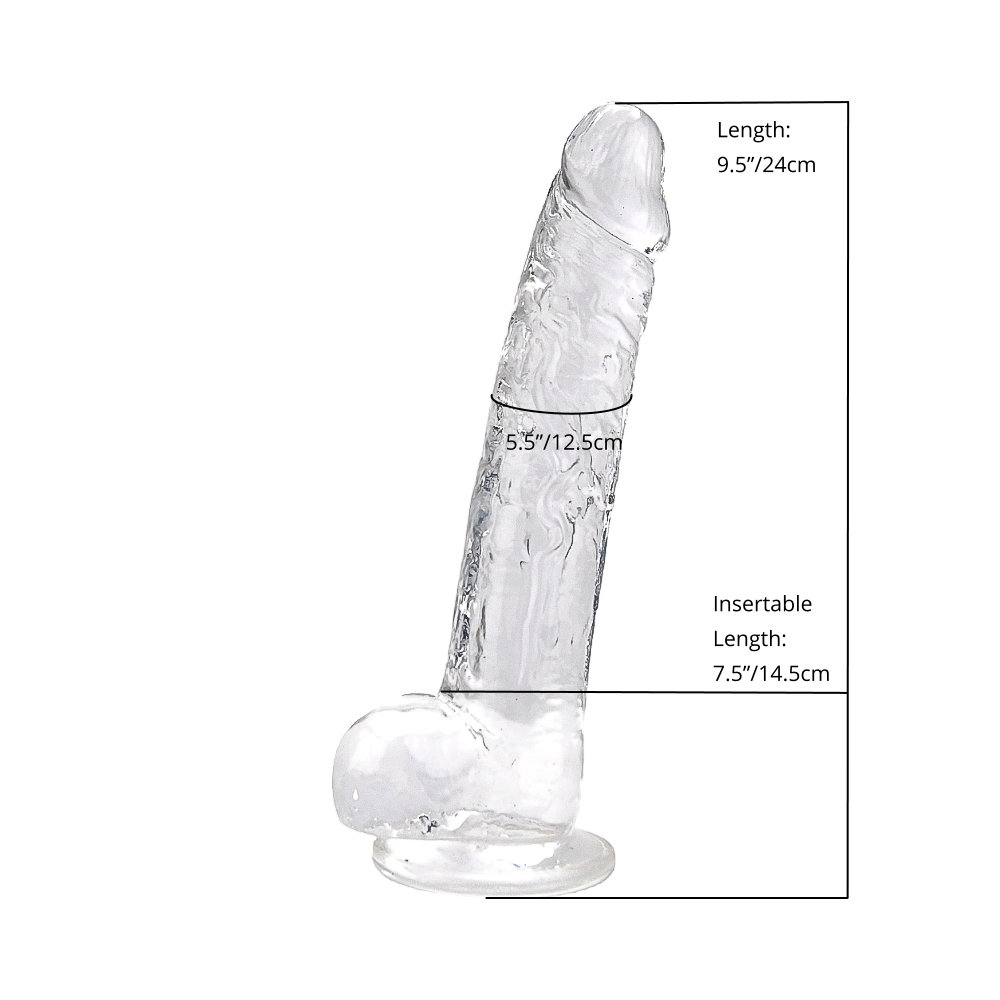 Dildo transparent cu testicule, 24cm, Loving Joy - imagine 6