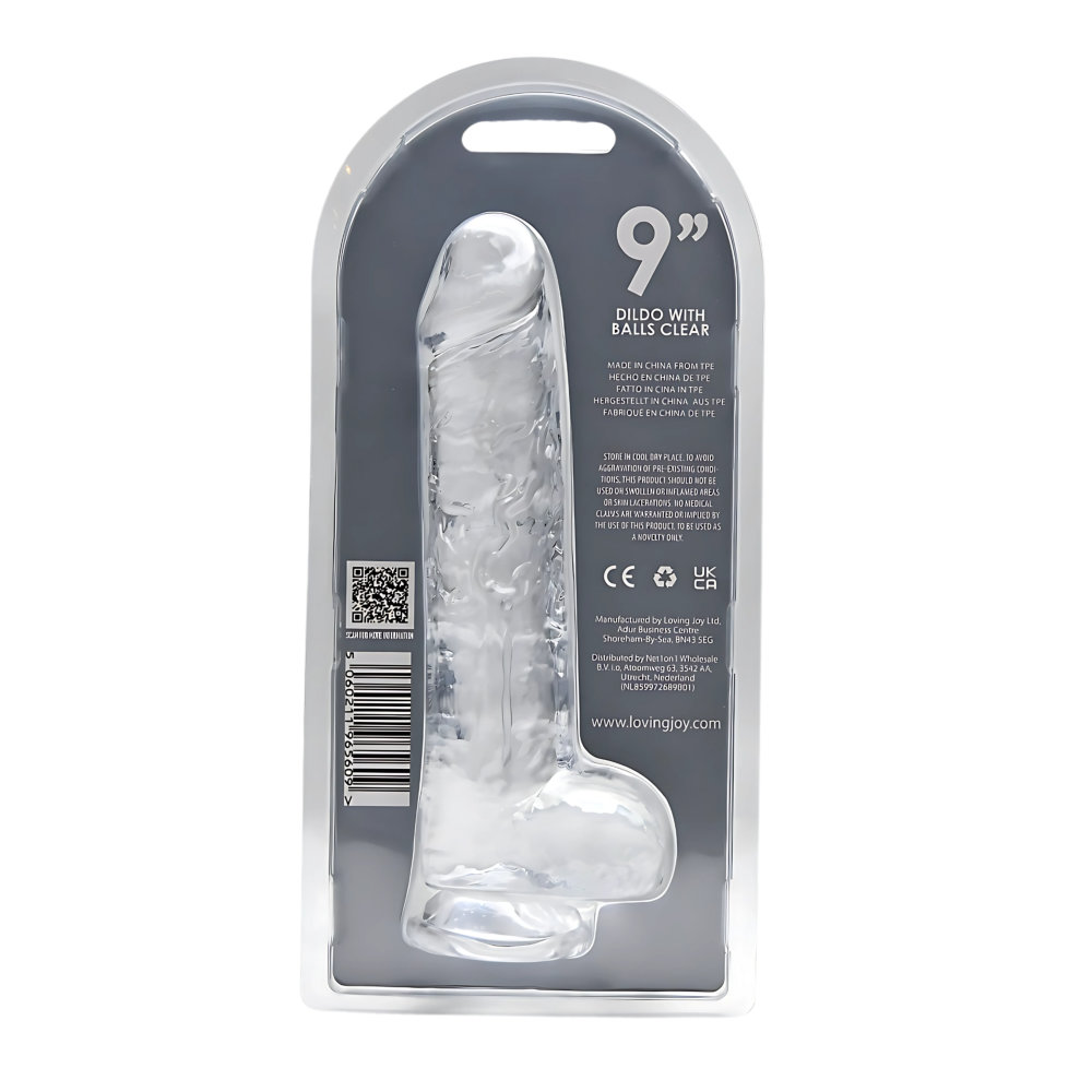 Dildo transparent cu testicule, 24cm, Loving Joy - imagine 8