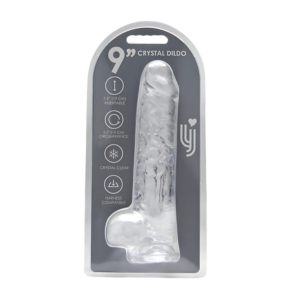 Dildo transparent cu testicule, 24cm, Loving Joy - imagine 7