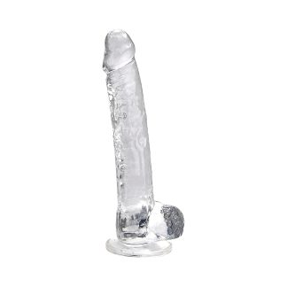 Dildo transparent cu testicule, 28cm, Loving Joy