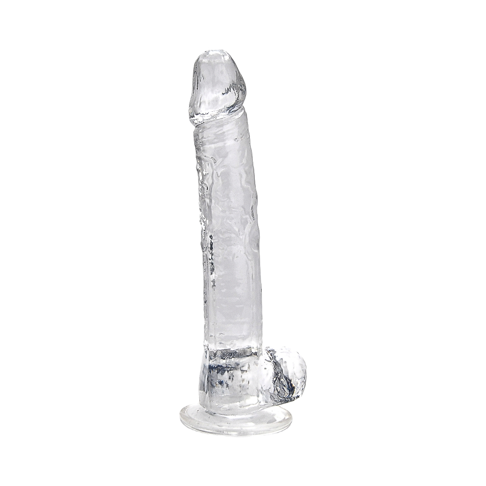 Dildo transparent cu testicule, 28cm, Loving Joy - imagine 5