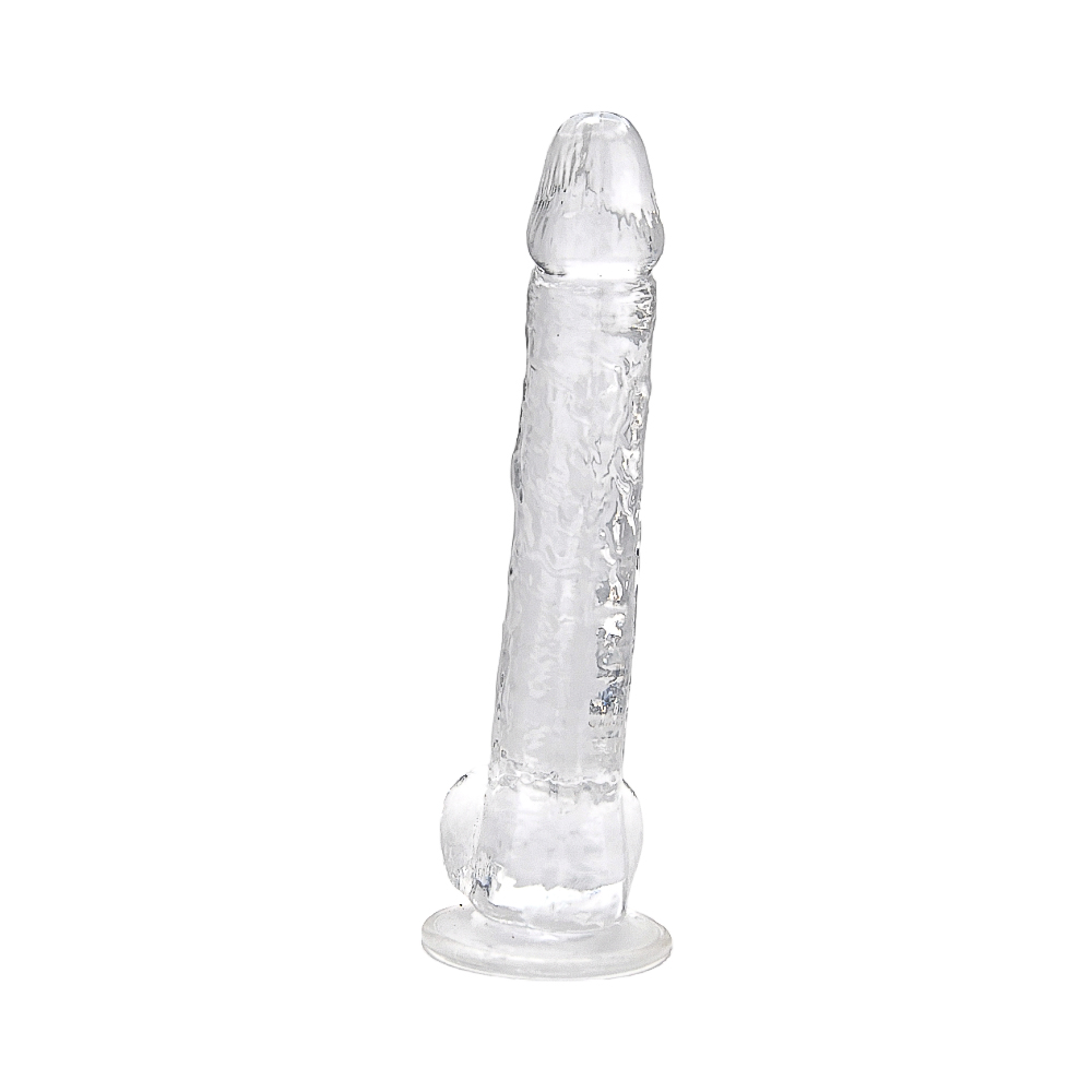 Dildo transparent cu testicule, 28cm, Loving Joy - imagine 4