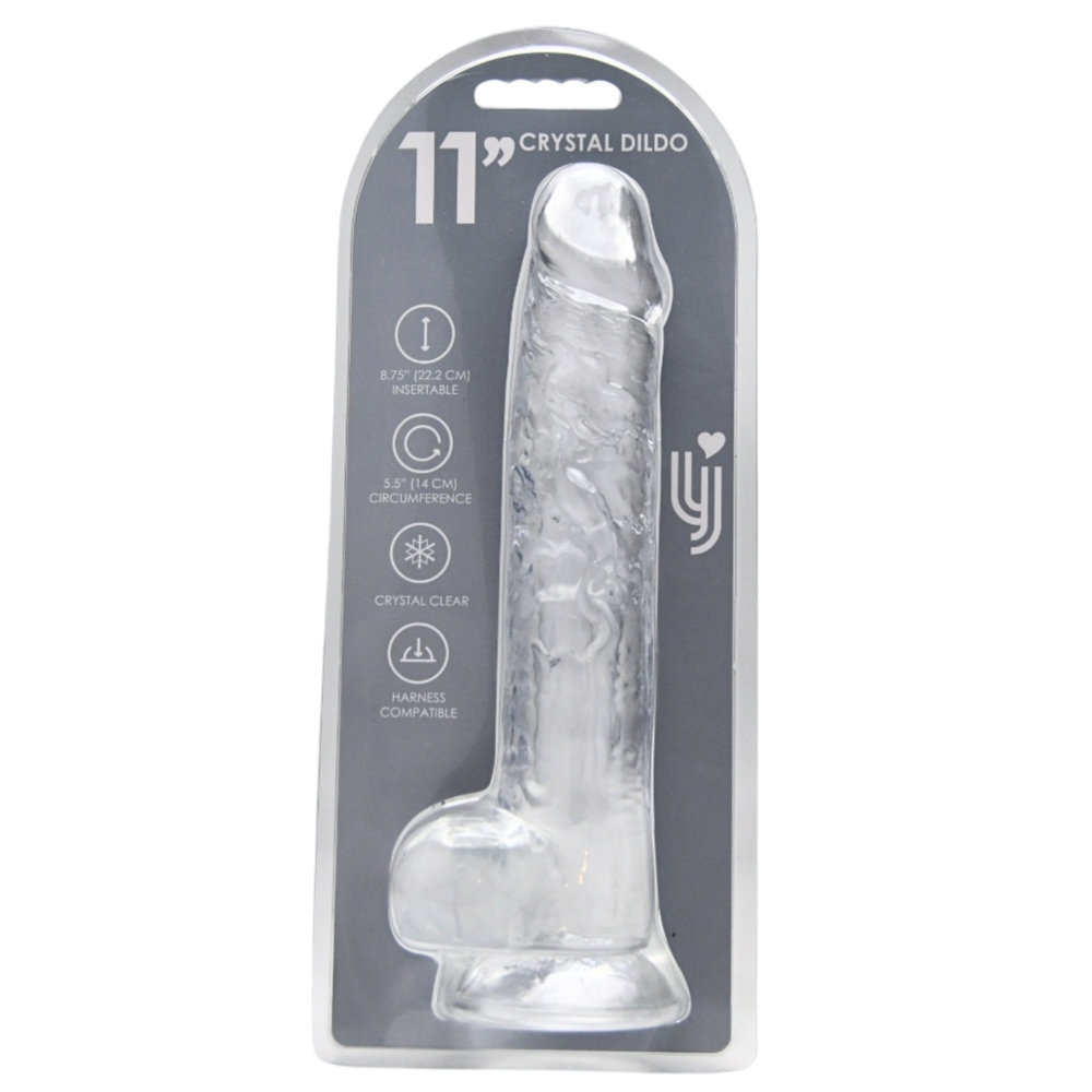 Dildo transparent cu testicule, 28cm, Loving Joy - imagine 6