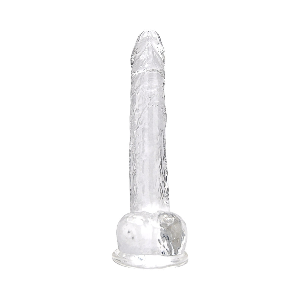 Dildo transparent cu testicule, 28cm, Loving Joy - imagine 2
