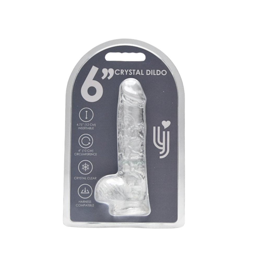 Dildo transparent cu testicule, 16,5cm, Loving Joy - imagine 9