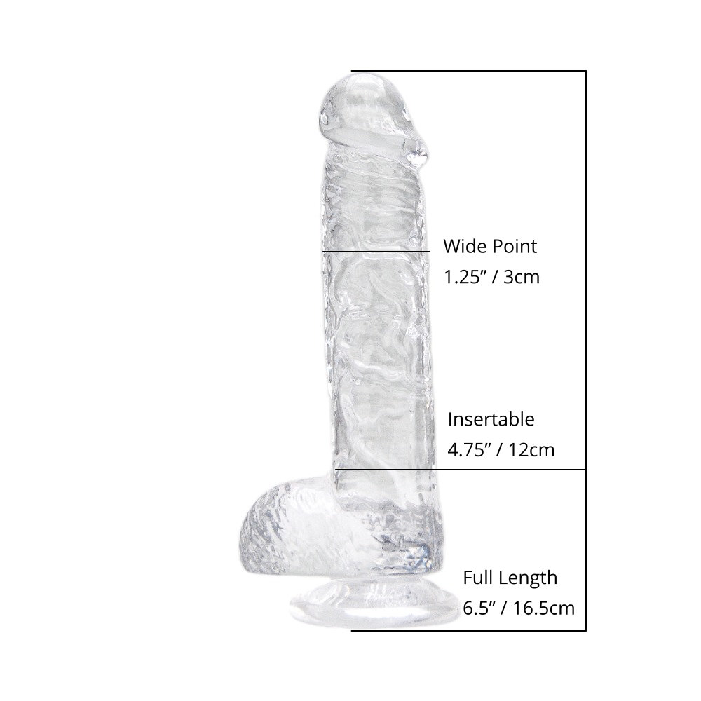 Dildo transparent cu testicule, 16,5cm, Loving Joy - imagine 8