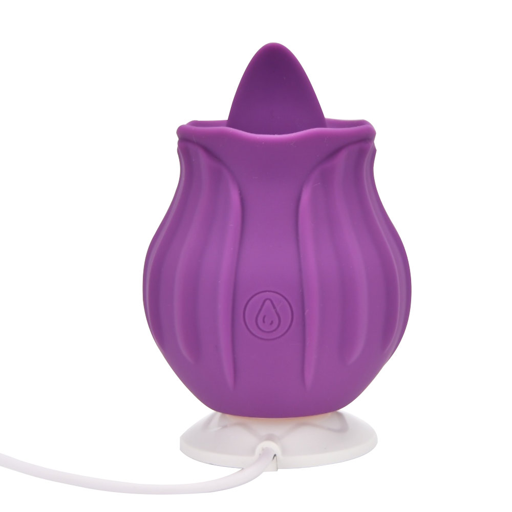 Vibrator cu limbă Rose Licking, mov, Loving Joy - imagine 5