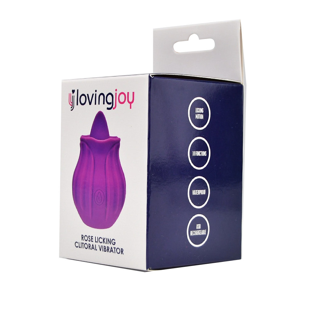 Vibrator cu limbă Rose Licking, mov, Loving Joy - imagine 8