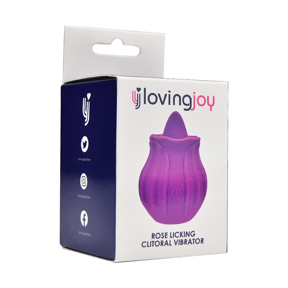 Vibrator cu limbă Rose Licking, mov, Loving Joy - imagine 7