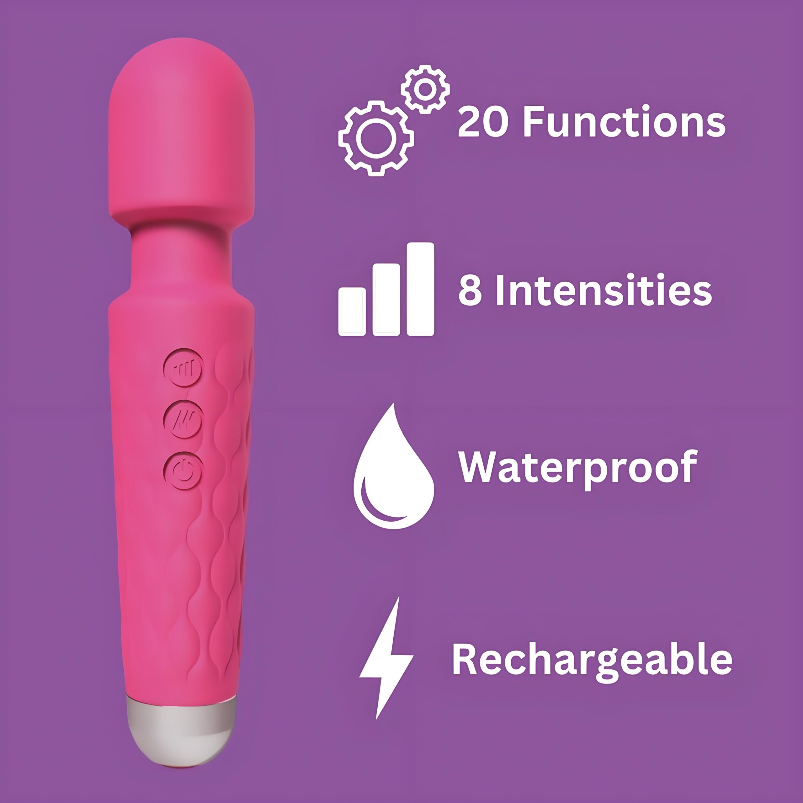Vibrator wand cu 20 funcții, roz, Loving Joy - imagine 7