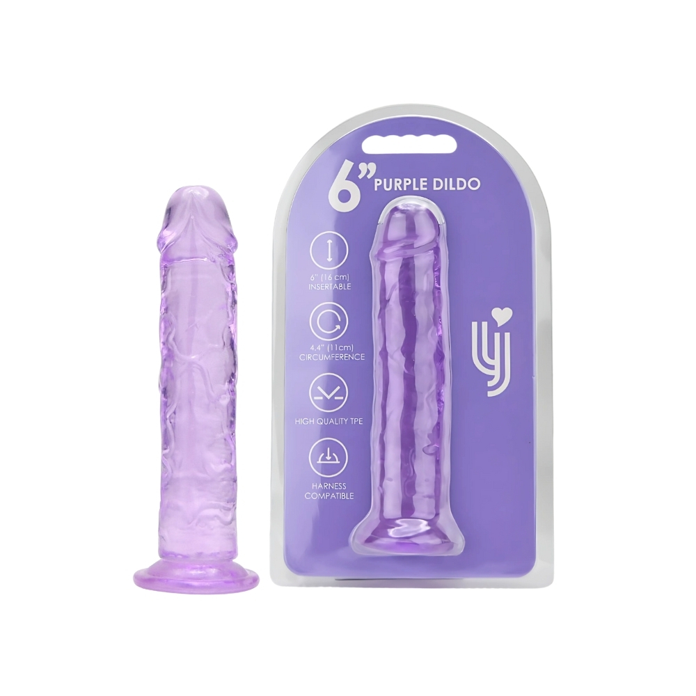 Dildo cu ventuză, 18cm, mov, Loving Joy - imagine 4