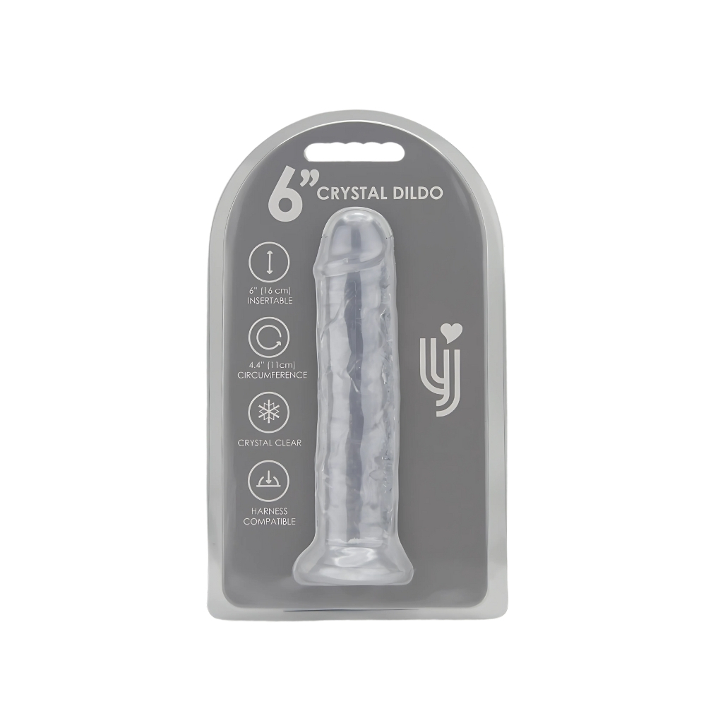 Dildo cu ventuză, 18cm, transparent, Loving Joy - imagine 5