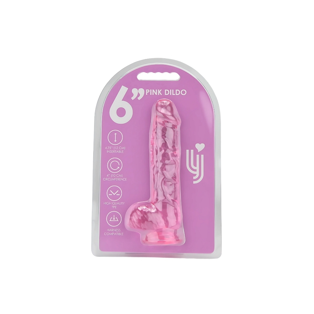 Dildo cu testicule, 16,5cm, roz, Loving Joy - imagine 5