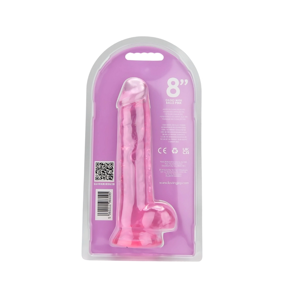Dildo cu testicule, 21,5cm, roz, Loving Joy - imagine 6