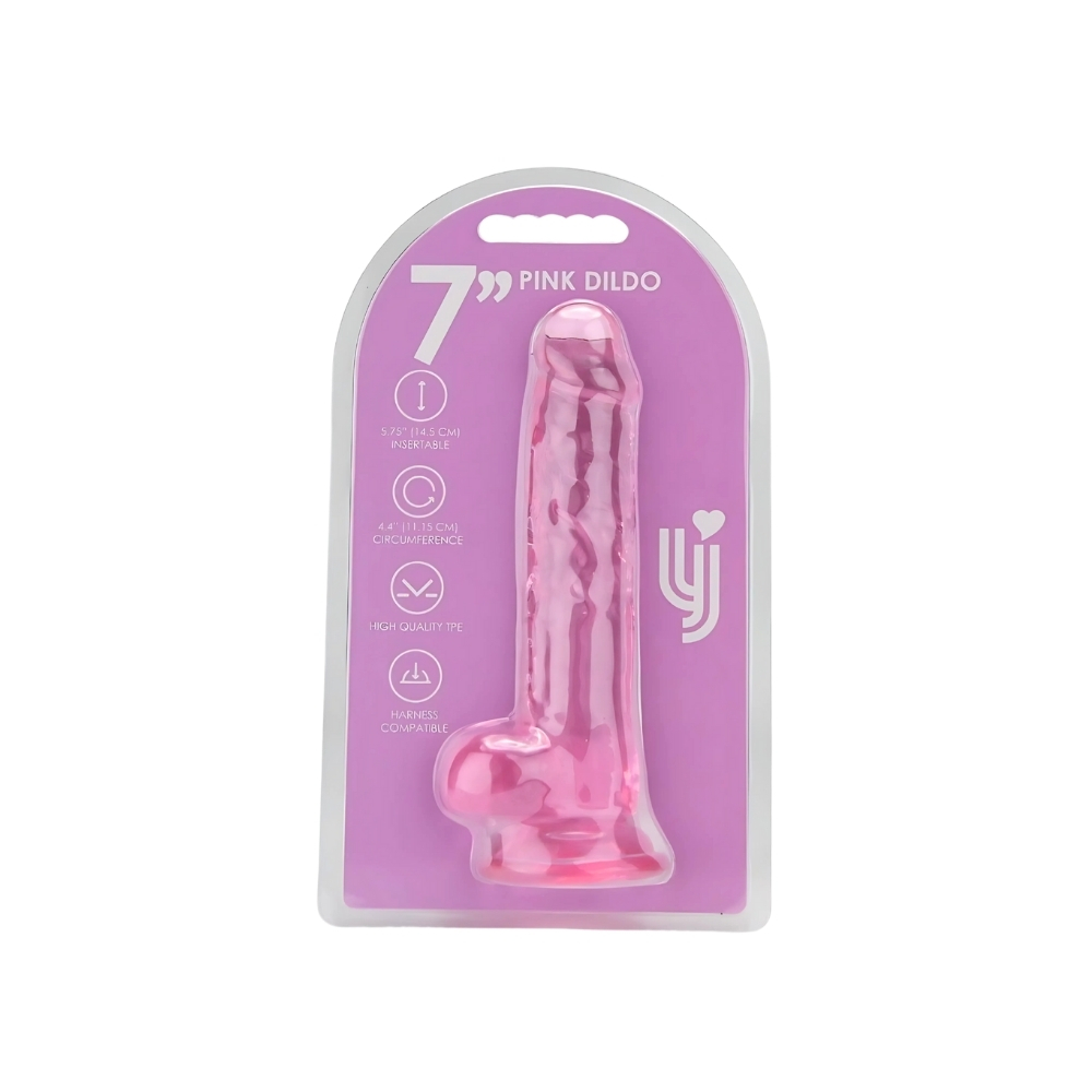 Dildo cu testicule, 19cm, roz, Loving Joy - imagine 5