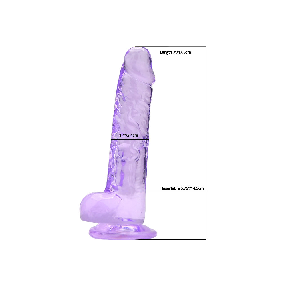Dildo cu testicule, 19cm, mov, Loving Joy - imagine 5