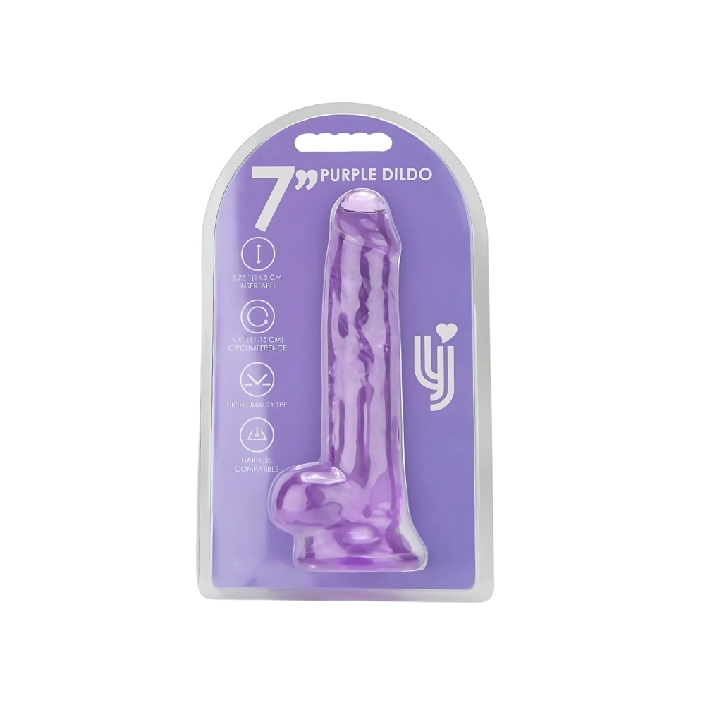 Dildo cu testicule, 19cm, mov, Loving Joy - imagine 6