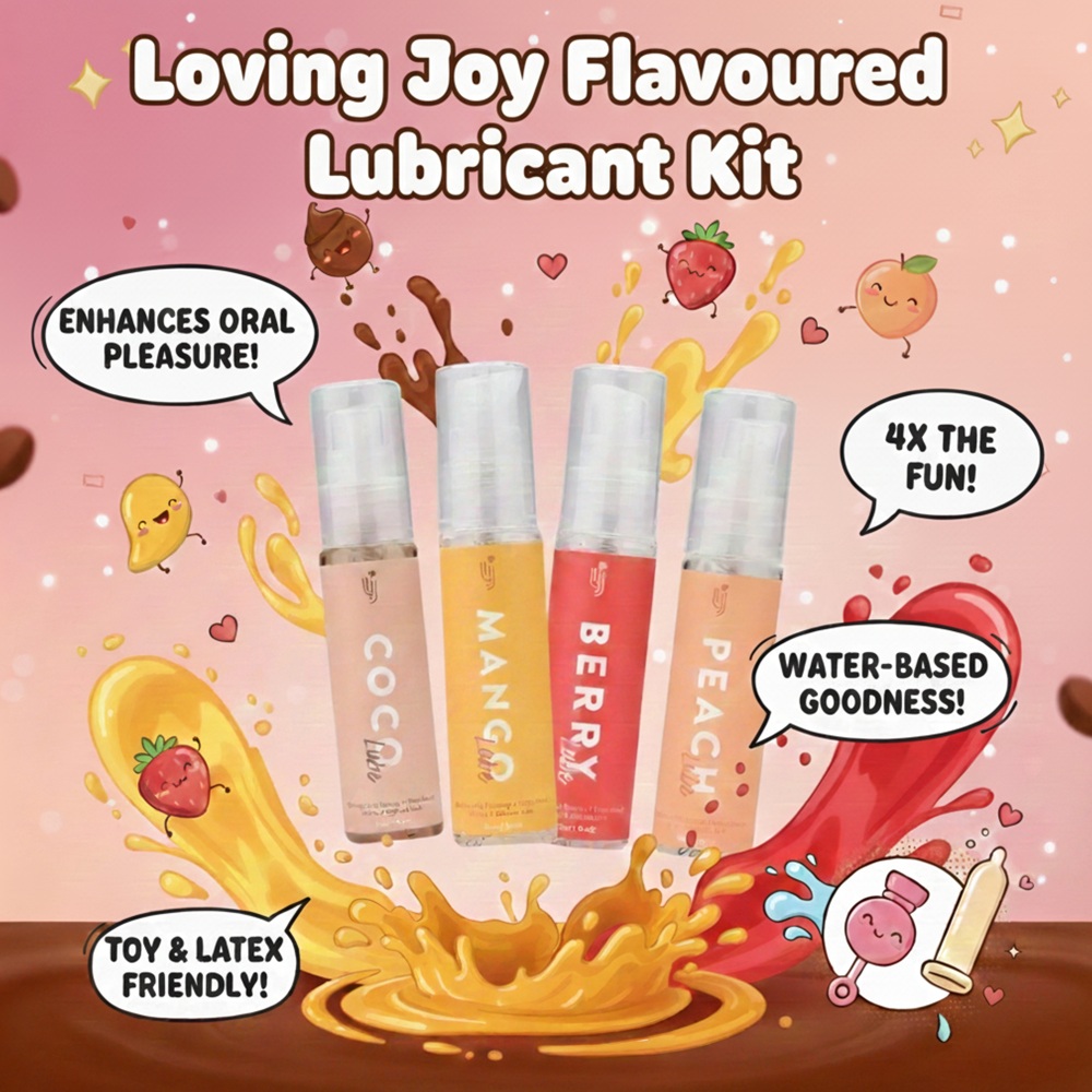 Set 4 lubrifianți aromați (mango, piersică, căpșuni, ciocolată), Loving Joy - imagine 9