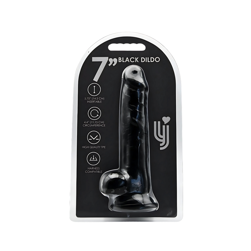 Dildo cu testicule, 19cm, negru, Loving Joy - imagine 4