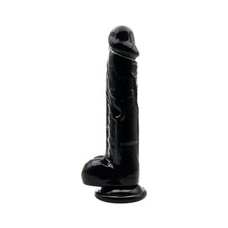 Dildo cu testicule, 21,5cm, negru, Loving Joy