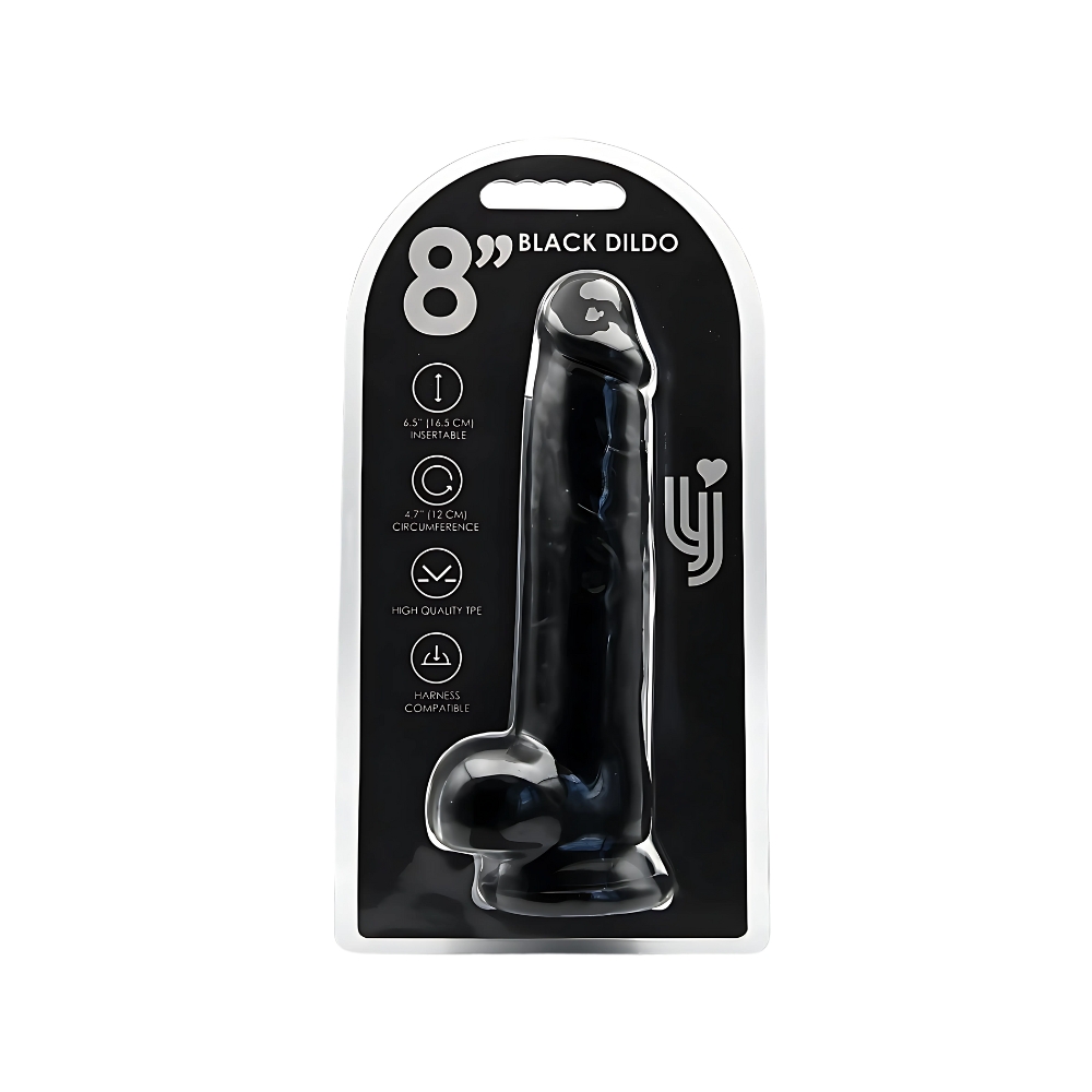 Dildo cu testicule, 21,5cm, negru, Loving Joy - imagine 4