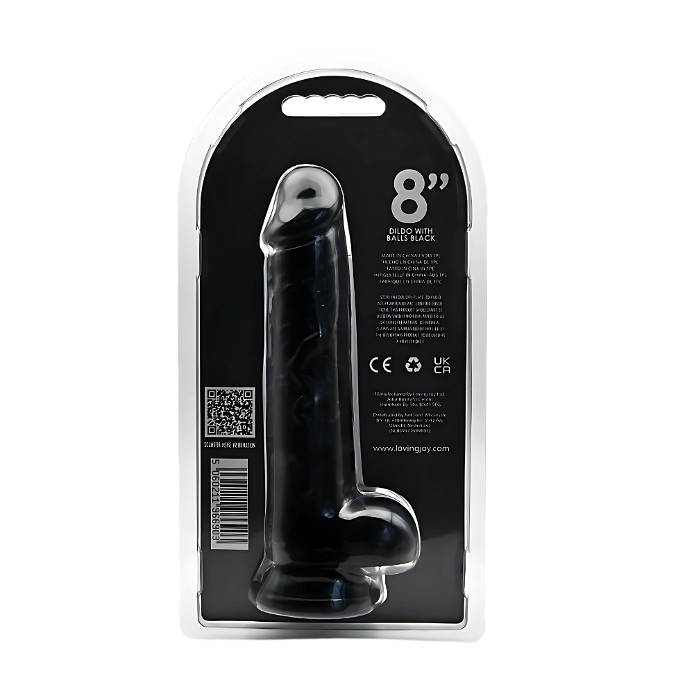 Dildo cu testicule, 21,5cm, negru, Loving Joy - imagine 5