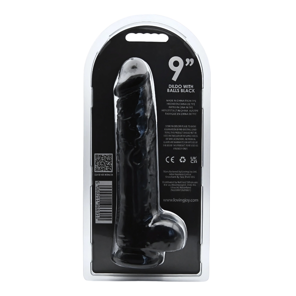 Dildo cu testicule, 24cm, negru, Loving Joy - imagine 5