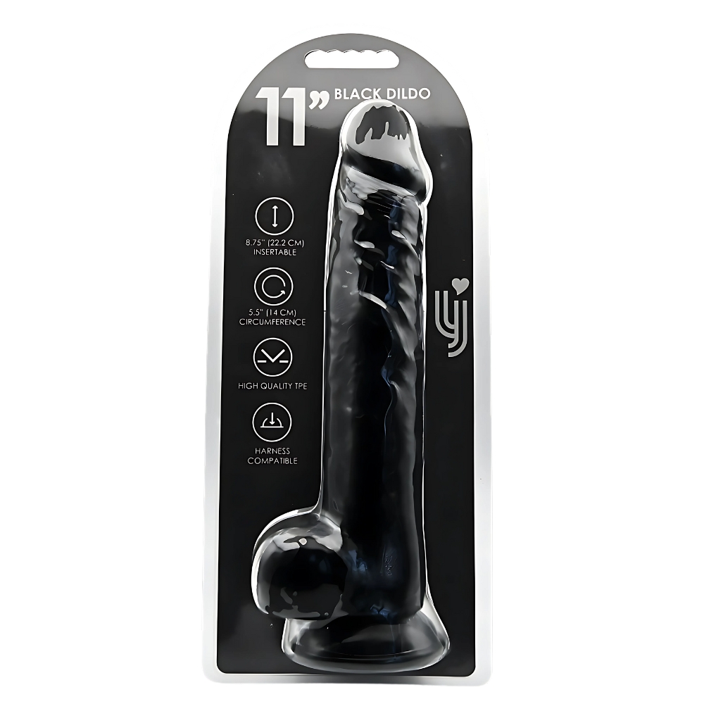Dildo cu testicule, 28cm, negru, Loving Joy - imagine 4
