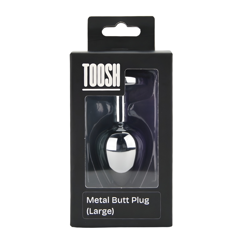 Plug anal metalic argintiu cu piatră transparentă, mare, Toosh - imagine 8