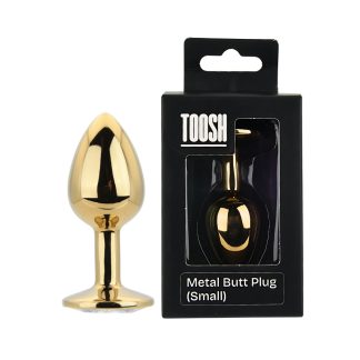 Plug anal metalic auriu cu piatră transparentă, mic, Toosh