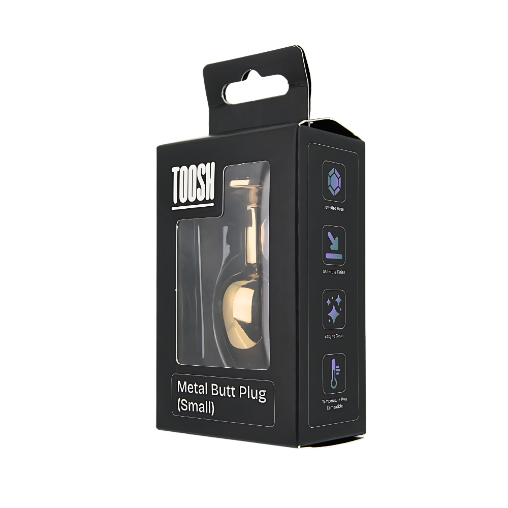 Plug anal metalic auriu cu piatră transparentă, mic, Toosh - imagine 9