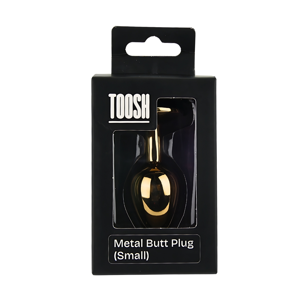 Plug anal metalic auriu cu piatră transparentă, mic, Toosh - imagine 8