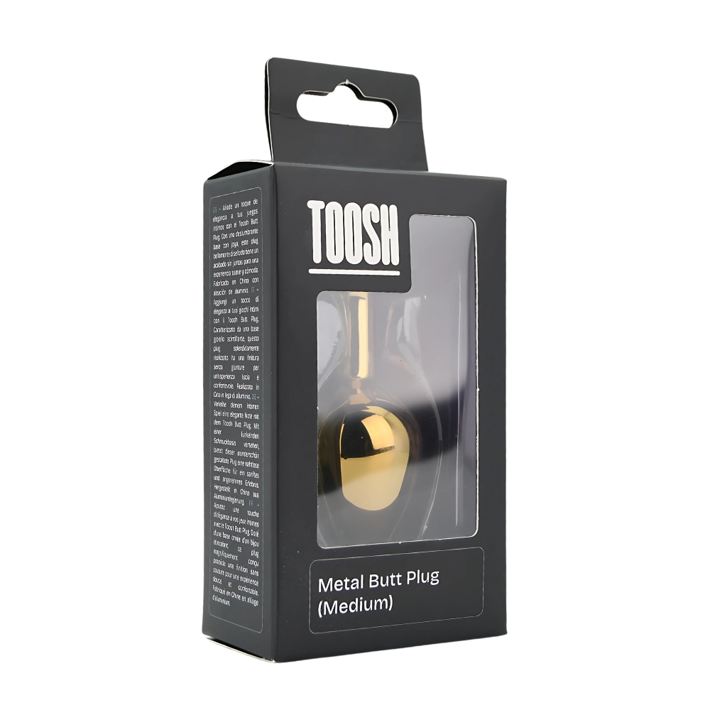 Plug anal metalic auriu cu piatră transparentă, mediu, Toosh - imagine 9