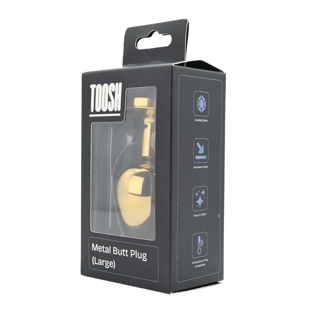 Plug anal metalic auriu cu piatră transparentă, mare, Toosh - imagine 9