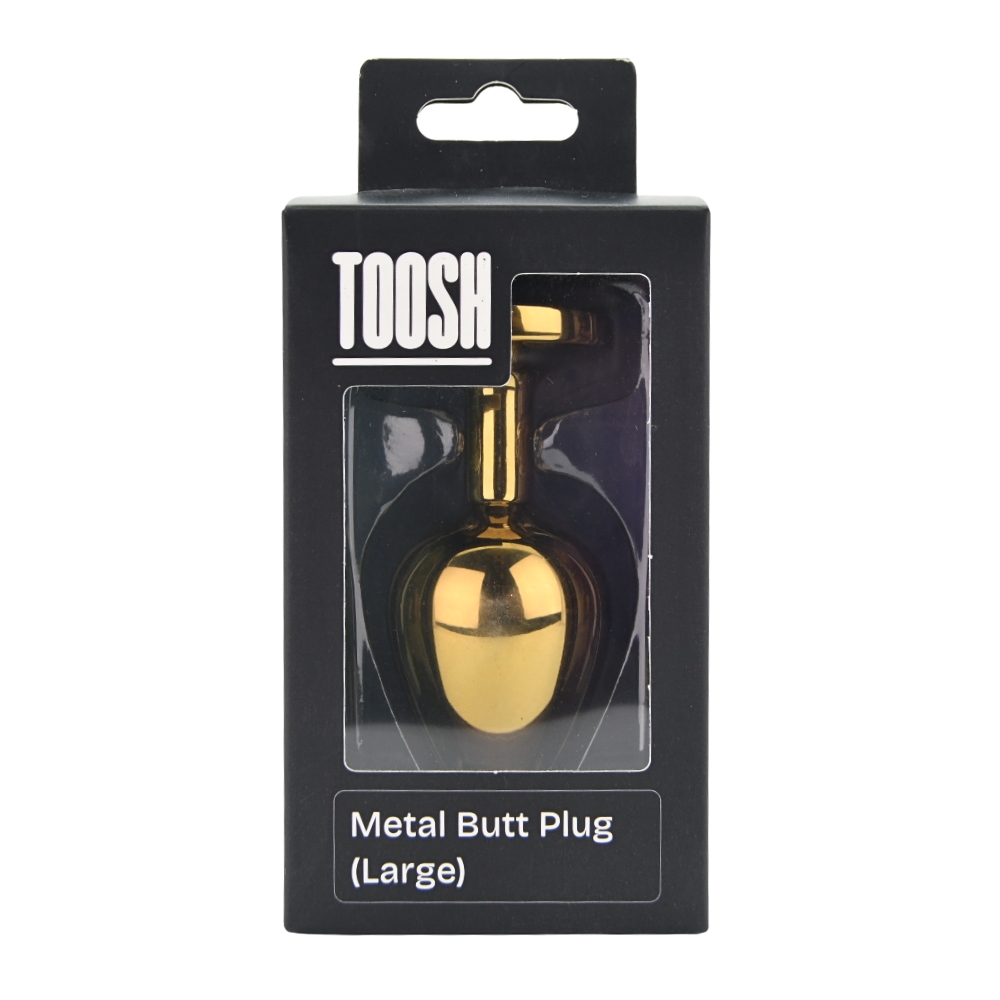 Plug anal metalic auriu cu piatră transparentă, mare, Toosh - imagine 7