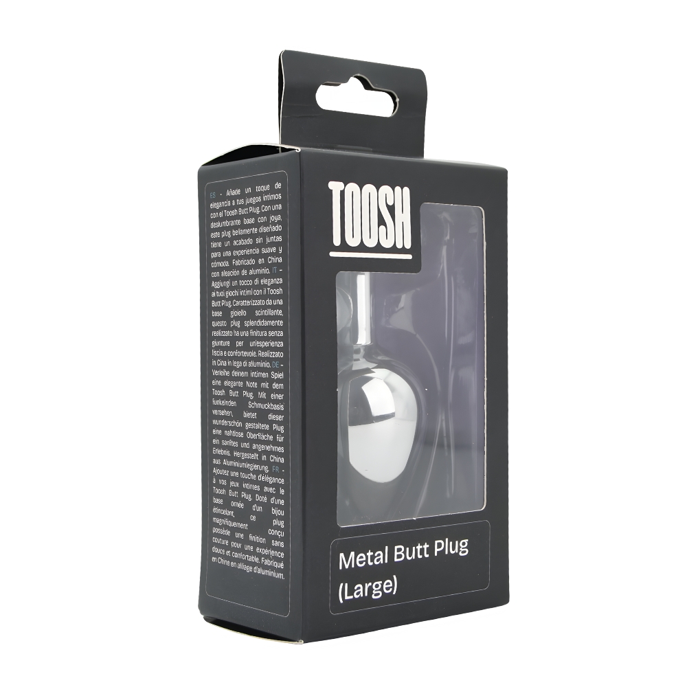 Plug anal metalic argintiu cu piatră roșie, mare, Toosh - imagine 7